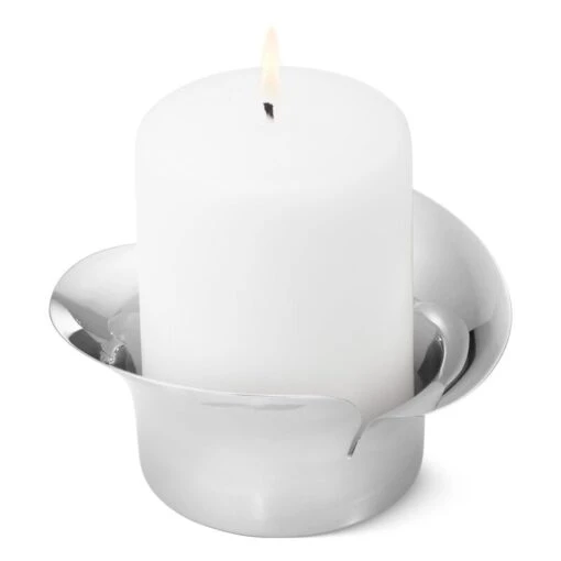 Georg Jensen Bougeoir Bloom, Acier Inoxydable -Ménagers Décoration Soldes Boutique 10019639 BLOOM PILLAR CANDLEHOLDER SS MIRROR 02