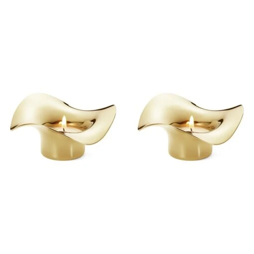 Georg Jensen Bougeoir Cobra, 2 pièces, Doré -Ménagers Décoration Soldes Boutique 10019714 COBRA TEALIGHT SS GOLD PVD 2 PCS 02